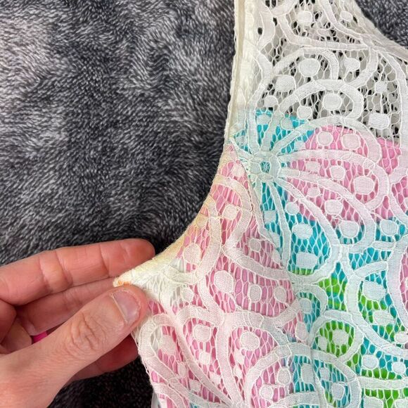 Lilly Pulitzer Eyelet Crochet Multi-Color Shift Dress Sleeveless Girls 12 Lined - Picture 3 of 13